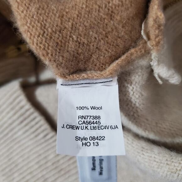 J. Crew Womens Double Zip 100% Wool Neutral Tan Colorblock Knit Sweater Size S - Picture 9 of 12